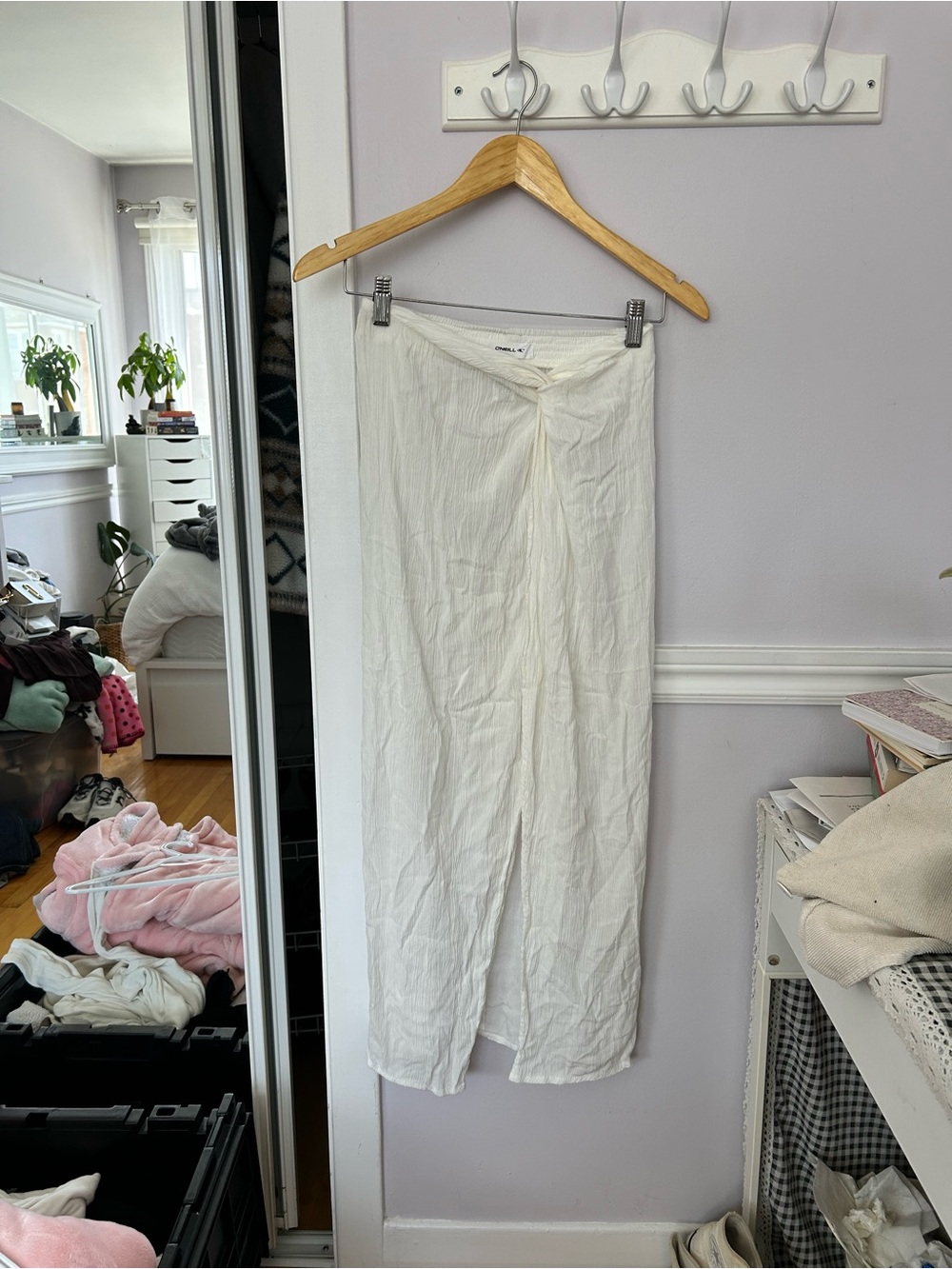 O'Neill Cream White Maxi Beach Skirt with Center Slit